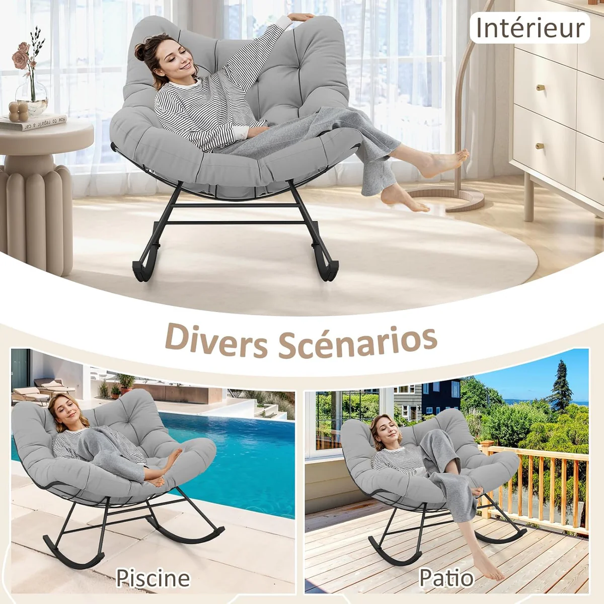 Scaun Balansoar Premium cu Pernă „Cloud Comfort” – Design Ergonomic și Confort Superior, imagine 8